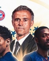 巴黎圣日耳曼晒战拜仁海报：恩里克、登贝莱&amp;马尔基尼奥斯出镜